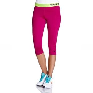 Nike Pro Berry Lime Dri-FIT Compression Crop Capri